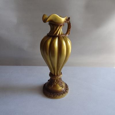 【庫存家居 樹脂類 家居裝飾品 金黃色樹脂花瓶 義烏批發(fā)地攤 3890】價格,廠家,圖片,塑料、樹脂工藝品,德化縣友誠陶瓷商行-